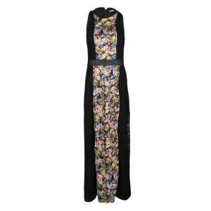 Mary Katrantzou Black Cotton Eyelet Embroidered Floral Printed Alyss Dress M