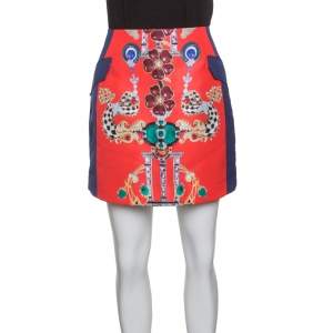 Mary Katrantzou Multicolor Printed Kalion Double Satin Mini Skirt M