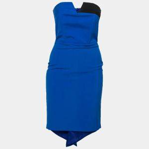 Mason Cobalt Blue Contrast Panel Detail Strapless Pencil Dress XS