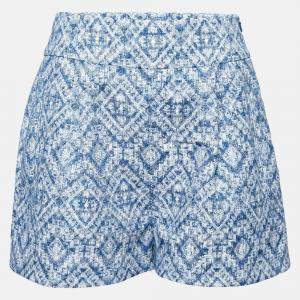 Matthew Williamson Indigo Ikat Pattern Jacquard High Waist Shorts M