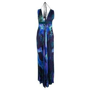 Matthew Williamson Escape Multicolor Bird Print Tassel Detail Maxi Dress M