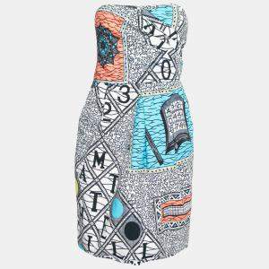 Matthew Williamson Multicolor Abstract Print Cotton Strapless Dress M