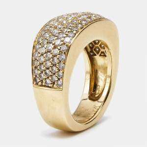 Mauboussin Pave Diamond 18k Yellow Gold Ring Size 54
