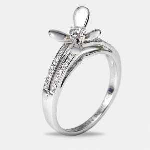 Pre Owned Mauboussin Moi Aimer Toi Diamonds 18k White Gold Ring Size 53
