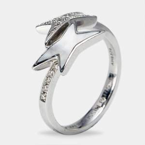 Pre Owned Mauboussin Etoile de Vie Mother of Pearl DIamonds 18k White Gold Ring Size 53