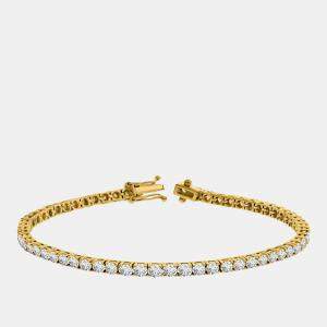 Pre Owned 2.5 cts Brilliant Cut Round Lab Grown Diamond 14K Solid Yellow Gold 7" Tennis Bracelet
