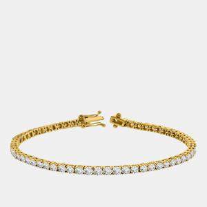 Pre Owned 10.00 cts Brilliant Cut Round Lab Grown Diamond 14K Solid Yellow Gold 7" Tennis Bracelet