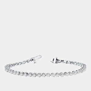 Pre Owned 2.00 cts Lab Grown Classic Diamond 14K Solid White Gold 3 Prong Tennis Bracelet