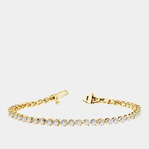 Pre Owned 2.00 cts Lab Grown Classic Diamond 14K Solid Yellow Gold 3 Prong Tennis Bracelet