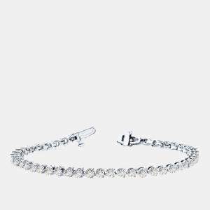 Pre Owned 3.00 cts Brilliant Round Cut Lab Grown Diamond 14K Solid White Gold 3 Prong 7" Tennis Bracelet