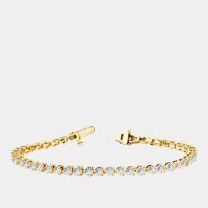 Pre Owned 3.00 cts Brilliant Round Cut Lab Grown Diamond 14K Solid Yellow Gold 3 Prong 7" Tennis Bracelet