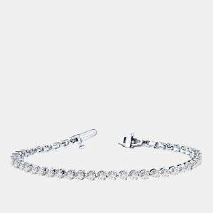 Pre Owned 4cts Lab Grown Diamond 14K White Gold 3-Prong 7" Tennis Bracelet