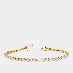 Pre Owned 4cts Lab Grown Diamond 14K Yellow Gold 3-Prong 7" Tennis Bracelet