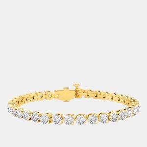 Pre Owned 10.00 cts Brilliant Cut Lab Grown Diamond 14K Yellow Gold 3 Prong Tennis Bracelet