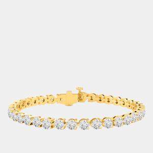 Pre Owned 12.00 cts Brilliant Cut Lab Grown Diamond 14K Yellow Gold 3 Prong Tennis Bracelet