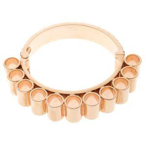 Mawi Retrospective Embedded Crystal Rose Gold Plated Tube Cuff Bracelet 19cm