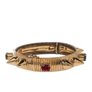 Mawi Multicolor Crystal & Spike Embedded Cuff Bracelet