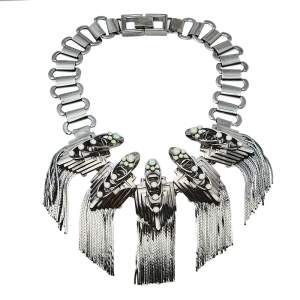 Mawi Gunmetal Tone Flapper Fringe Choker Necklace