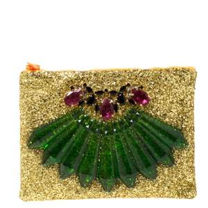 Mawi Gold Glitter Acrylic Perspex Clutch