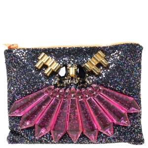 Mawi Multicolor Glitter with Acrylic Perspex Double Clutch