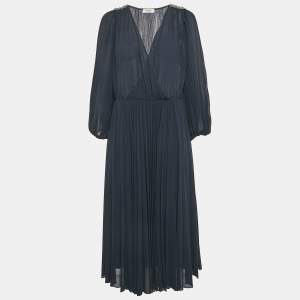 Max & Co. Navy Blue Plisse Embellished Midi Dress L