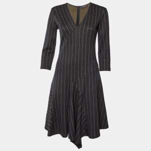 Max & Co. Navy Blue Striped Wool Blend Flounce Dress M