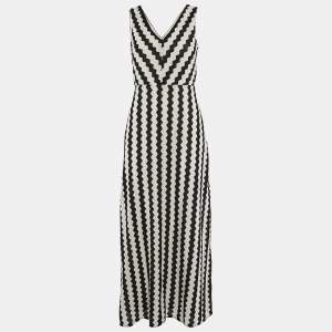 Max & Co. Black/White Chevron Crochet Maxi Dress M