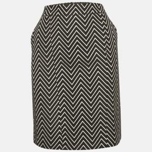Pre Owned Max & Co. Black/White Chevron Patterned knit Short Skirt M