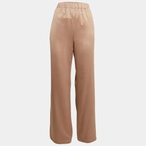 Max Mara Brown Satin Loose Fit Pants XL
