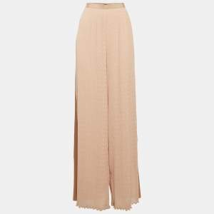 Max Mara Pink Crinkle Chiffon Wide-Leg Judit Trousers M