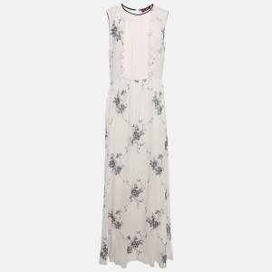 Max Mara Pink Embroidered Silk Sleeveless Maxi Dress L