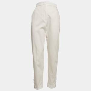 Max Mara White Cotton Blend Trousers L