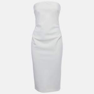 Pre Owned فستان ماكس مارا برنارد صوف بدون حمالات أبيض فاتح مقاس صغير - سمول