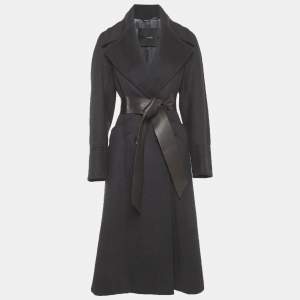 Pre Owned معطف طويل مزدوج الصدر مزيج صوف أسود ماكس مارا أتيليه مقاس صغير (سمول)