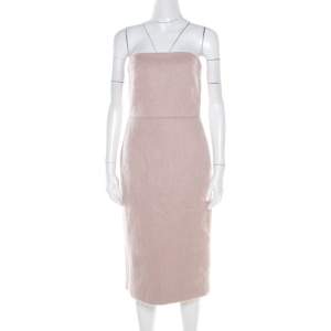 Max Mara Blush Pink Alpaca Fur Strapless Razza Dress S