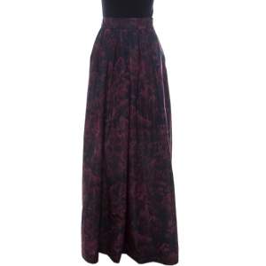 Max Mara Purple Printed Silk Maxi Skirt M