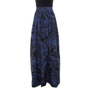 Max Mara Blue Printed Silk Maxi Skirt S