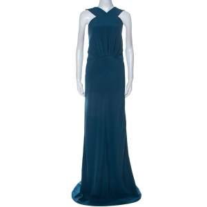 Max Mara Teal Green Silk Blend Maxi Dress L