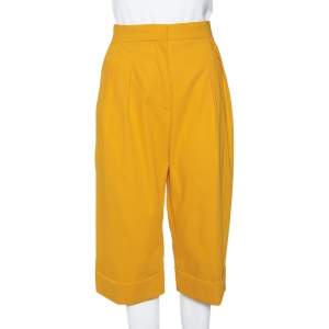 Max Mara Sfilata Yellow Cotton Straight Leg Capri Pants M
