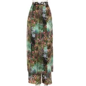 Max Mara Green Floral Printed Silk Canneti Pants S