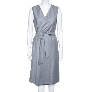 Max Mara Grey Wool Sleeveless Belted Coat M