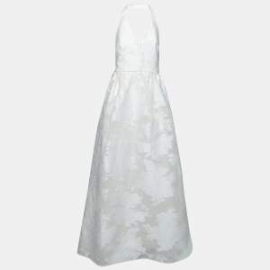Max Mara White Lurex Jacquard Halter Neck Ermione Wedding Dress M