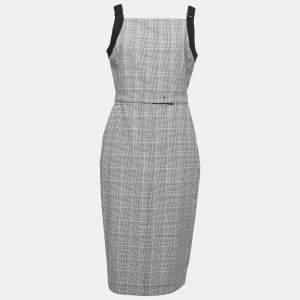 Max Mara Black Checked Cotton Sleeveless Midi Dress M