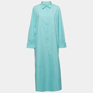 Max Mara Light Blue Cotton Shirt Maxi Dress 3XL