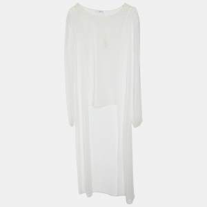 Max Mara White Sheer Crepe Fabio High Low Tunic S