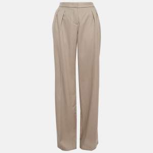 Max Mara Beige Virgin Wool Loose Fit Trousers L