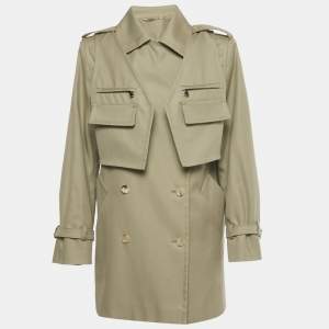 Pre Owned Max Mara Sfilata Khaki Green Gabardine Double Breasted Peonie Coat S