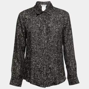 Max Mara Sfilata Black Printed Silk Concealed Button Shirt S