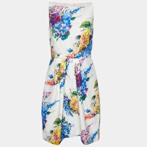 Max Mara Shine White Printed Cotton Sleeveless Dress S