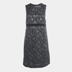 Max Mara Studio Black Jacquard Sleeveless Mini Dress M